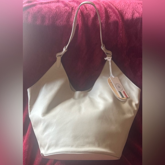 VIOLA CASTELLANI Granite Made In Italy Leather Oval Bottom Hobo Handbag - Picture 9 of 9